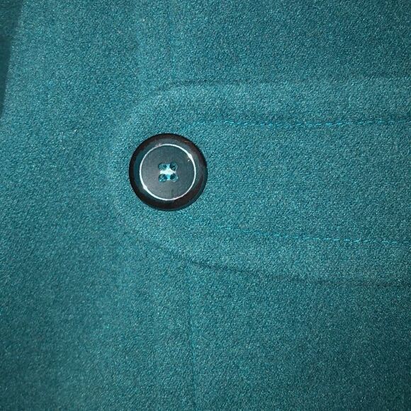 XXL Two Button Front Collared Teal Pea Coat - Picture 7 of 10
